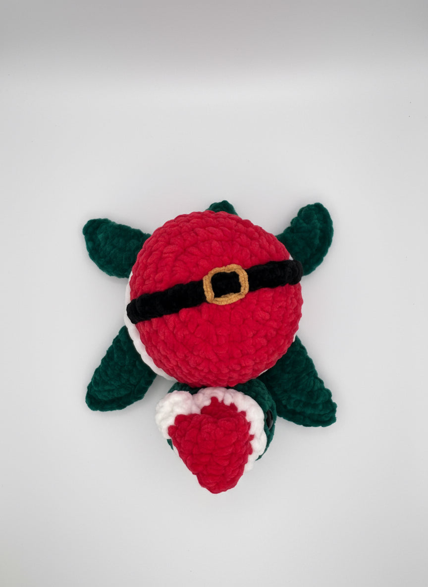 Handmade Jumbo Christmas Turtle Plushie - Santa Outfit