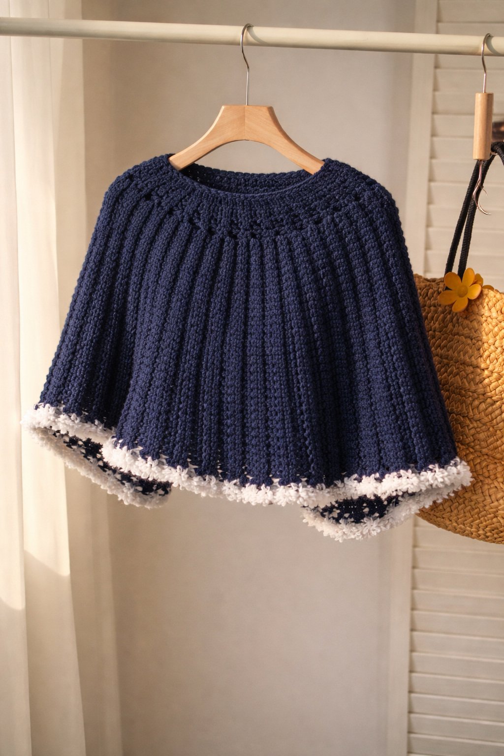 Navy Wool Crochet Cowl | Warm Winter Accessory Gift