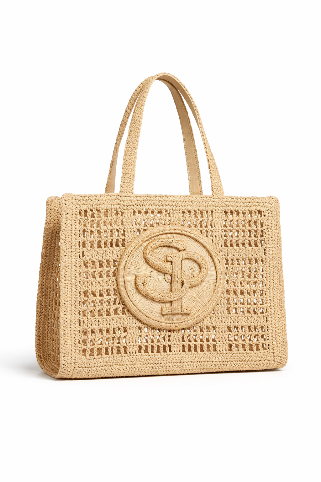 SP Monogram Tote Bag | Handmade Crochet Raffia Bag