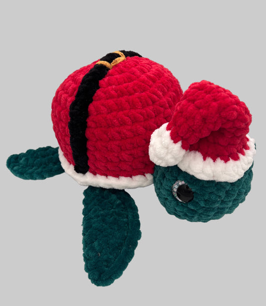 Handmade Jumbo Christmas Turtle Plushie - Santa Outfit
