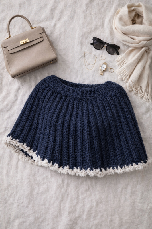 Navy Wool Crochet Cowl | Warm Winter Accessory Gift